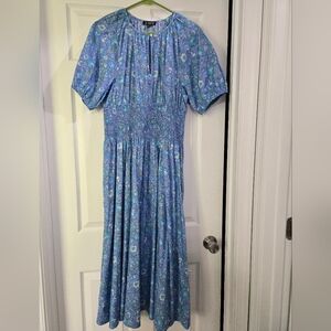 J. Crew Blue Floral Midi Dress